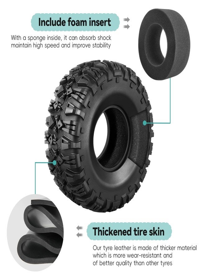 AllinRC 2.2 Crawler Tires 4Pcs fit 2.2 Beadlock Wheels RC Rubber Tyre Set with Foam Insert for 1/10 RC Rock Crawler Axial SCX10 RR10 Wraith Capra - Image 4